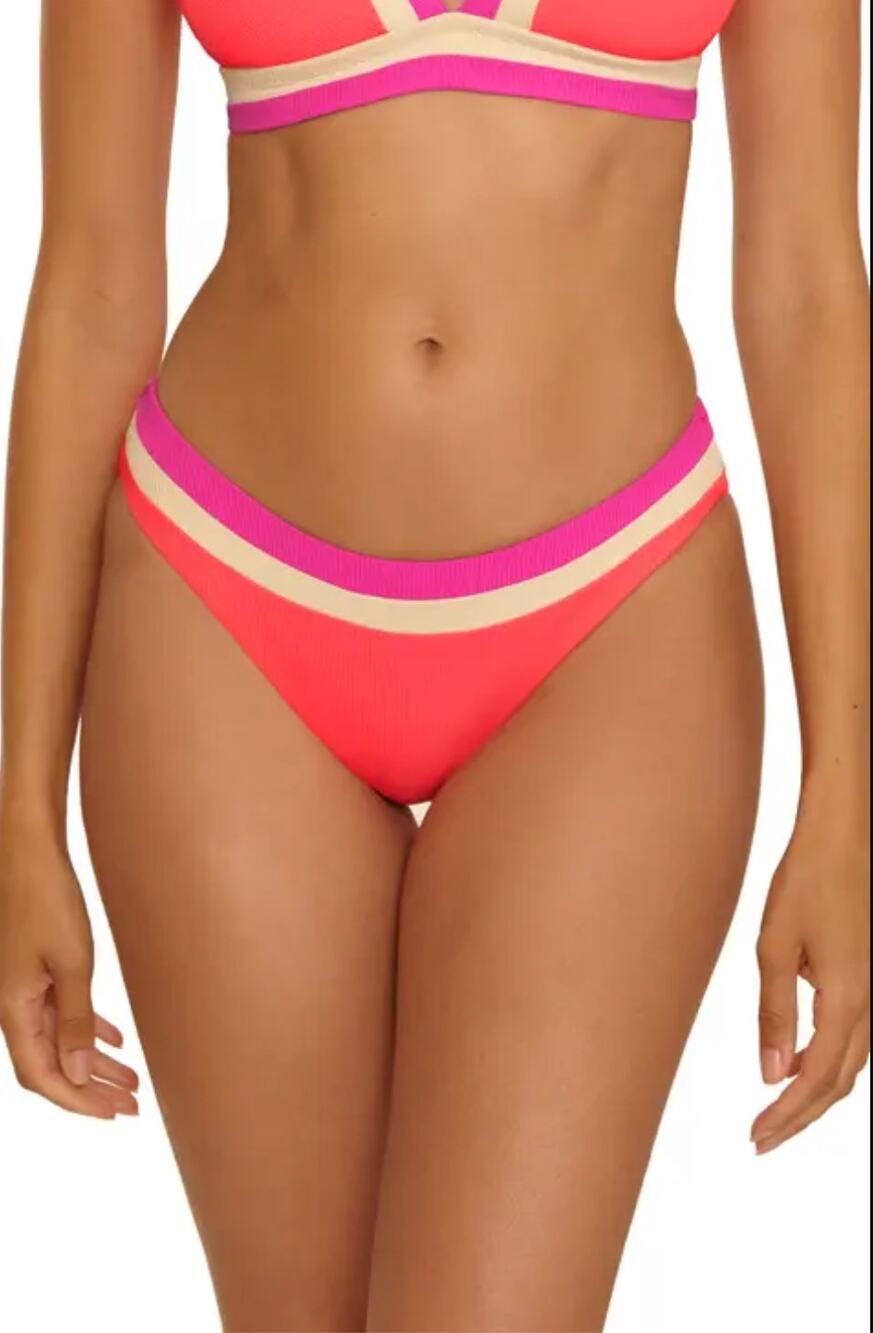 Becca Coast Line Hipster Bikini Bottom S NWOT Pink Coral Swim Suit Resort Beach